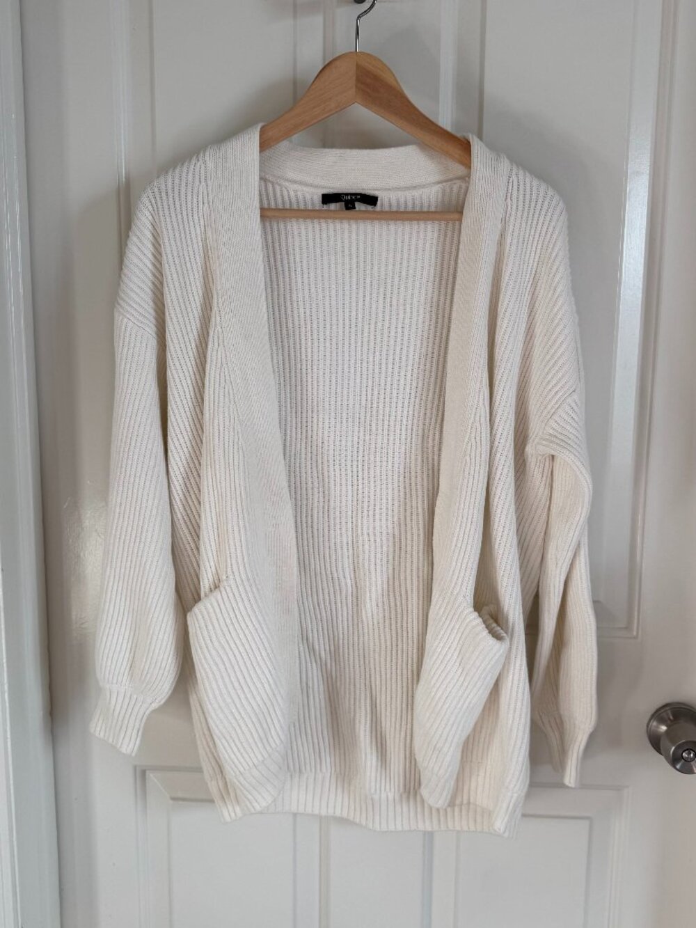 Quince 100% Organic Cotton Oversized Cardigan, Ivory, Size Small